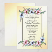Floral Wedding Yellow Invitation Kaart (Voorkant / Achterkant)