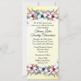 Floral Wedding Yellow Invitation Kaart