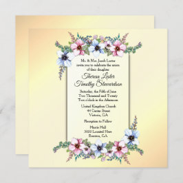 Floral Wedding Yellow Invitation Kaart