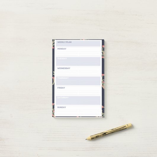 Floral Weekend Planner Style Post-it® Notes (Op bureau)