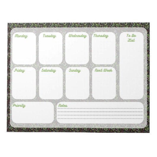 Floral Weekly Planner Notepad | Organize Your Week Notitieblok (Voorkant)