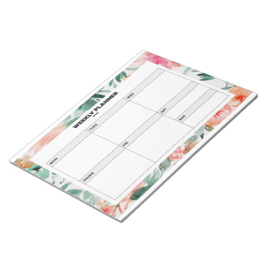 Floral Weekly Planner Notitieblok (Schuin)