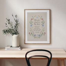 Floral Welcome Baby shower Wilde Waterverf Poster