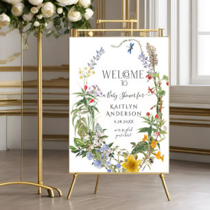 Floral Welcome Baby shower Wilde Waterverf Poster