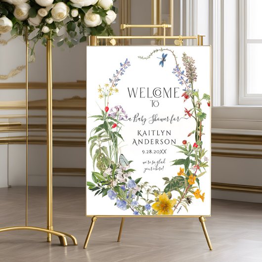 Floral Welcome Baby shower Wilde Waterverf Poster