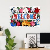 Floral Welcome Home Poster Print (Thuiskantoor)