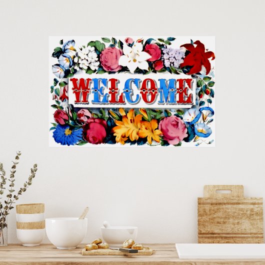  Floral Welcome Home Poster Print (Keuken)