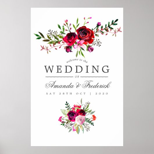 Floral Welkom bij de Waterverf van het hele huweli Poster (Voorkant)