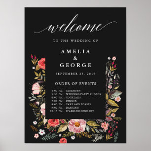 Floral welkome volgorde van evenementen bruiloft b poster