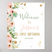 Floral welkomstteken Miss Onederful Peach Roze Gir Poster (Voorkant)