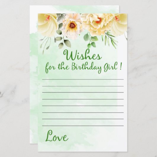 Floral wenst het verjaardagsmeisje (Voorkant / Achterkant)