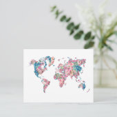 Floral-Wereldkaart Briefkaart (Staand voorkant)