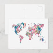 Floral-Wereldkaart Briefkaart (Voorkant / Achterkant)