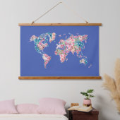 Floral-Wereldkaart Hangend Wandkleed (Slaapkamer)