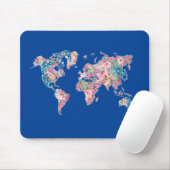 Floral-Wereldkaart Muismat (Met muis)