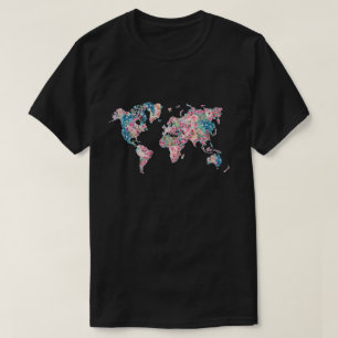 Floral-Wereldkaart T-shirt
