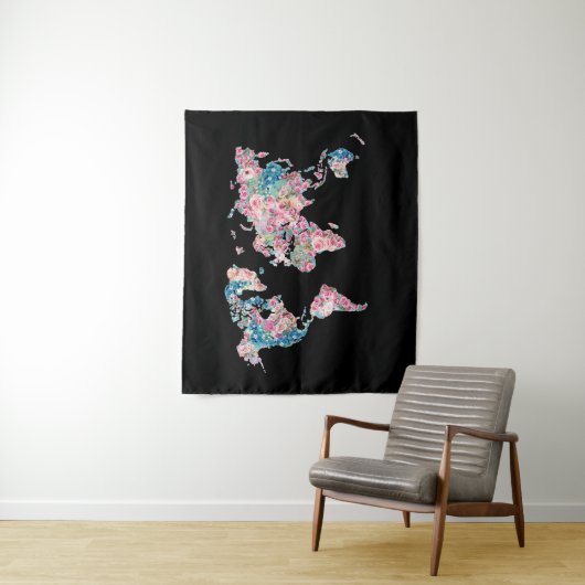 Floral-Wereldkaart Wandkleed (In situ)