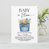 Floral Western Denim Pocket Baby In Bloom Shower Kaart (Staand voorkant)