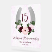 Floral Western Hoefijzer Quinceanera Acryl Bord (Hoek)