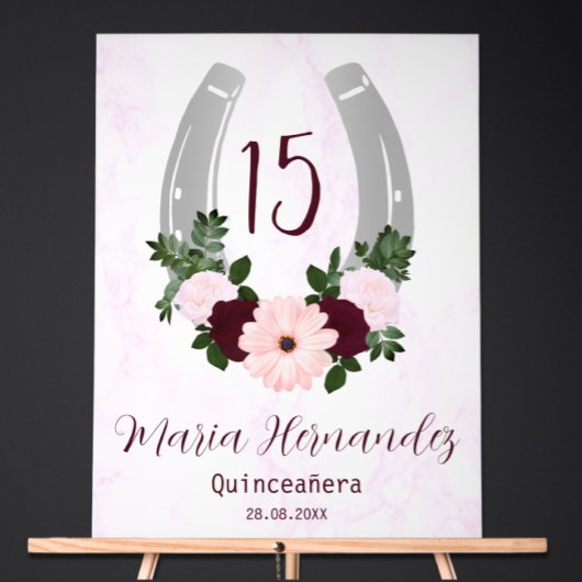 Floral Western Hoefijzer Quinceanera Acryl Bord