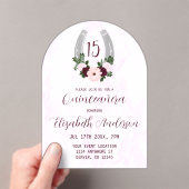 Floral Western Hoefijzer Quinceanera Acryl Uitnodigingen (Insitu (Draagbaar))