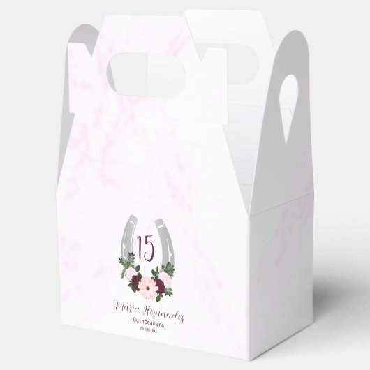 Floral Western Hoefijzer Quinceanera Bedankdoosjes (Geopend)