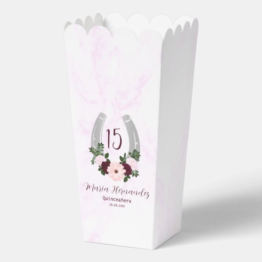 Floral Western Hoefijzer Quinceanera Bedankdoosjes (Voorkant)