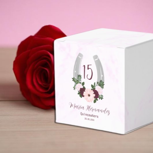 Floral Western Hoefijzer Quinceanera Bedankdoosjes