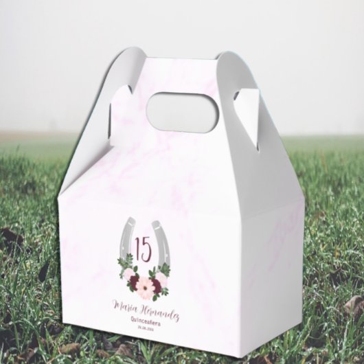 Floral Western Hoefijzer Quinceanera Bedankdoosjes