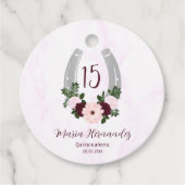 Floral Western Hoefijzer Quinceanera Bedankjes Labels (Voorkant)