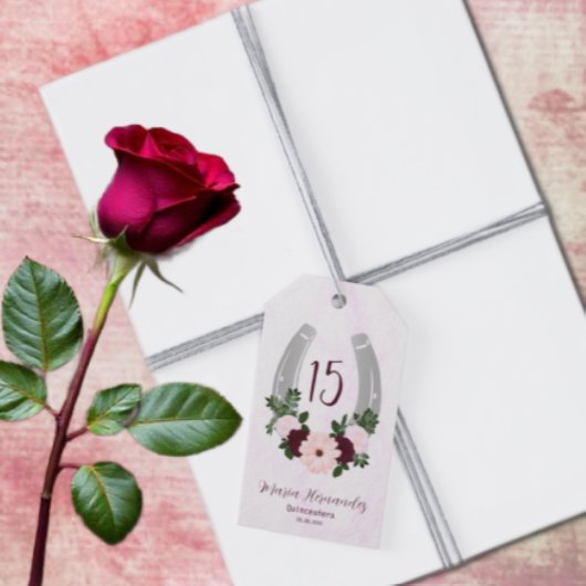 Floral Western Hoefijzer Quinceanera Cadeaulabel