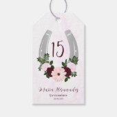 Floral Western Hoefijzer Quinceanera Cadeaulabel (Voorkant)