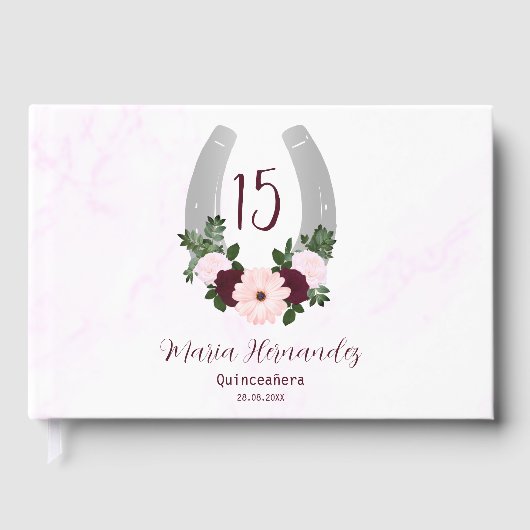 Floral Western Hoefijzer Quinceanera Gastenboek (Voorkant)