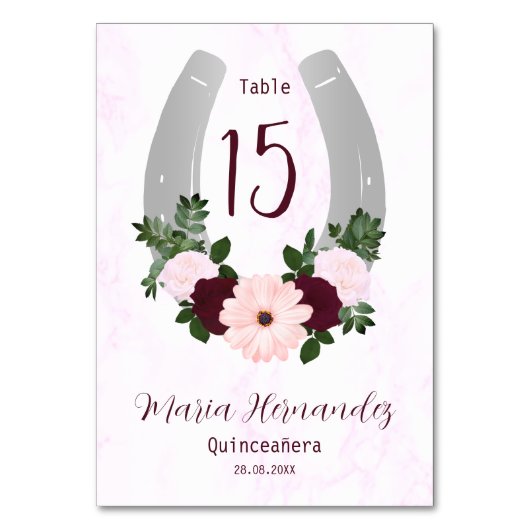 Floral Western Hoefijzer Quinceanera Kaart (Voorkant)