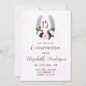 Floral Western Hoefijzer Quinceanera Kaart (Voorkant)