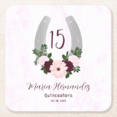 Floral Western Hoefijzer Quinceanera Kartonnen Onderzetters (Voorkant)