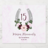 Floral Western Hoefijzer Quinceanera Likeurfles Etiket (Enkel label)