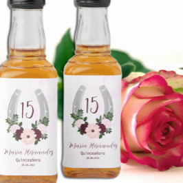 Floral Western Hoefijzer Quinceanera Likeurfles Etiket