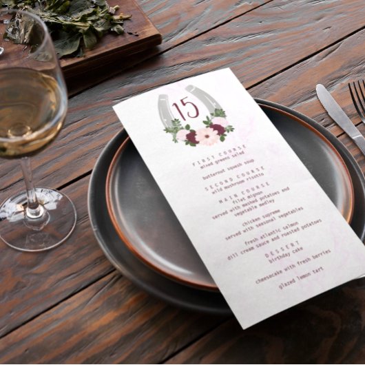 Floral Western Hoefijzer Quinceanera Menu