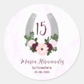 Floral Western Hoefijzer Quinceanera Ronde Sticker (Voorkant)