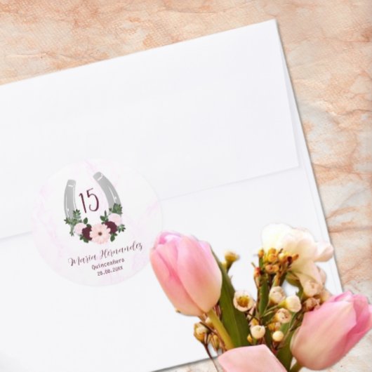 Floral Western Hoefijzer Quinceanera Ronde Sticker