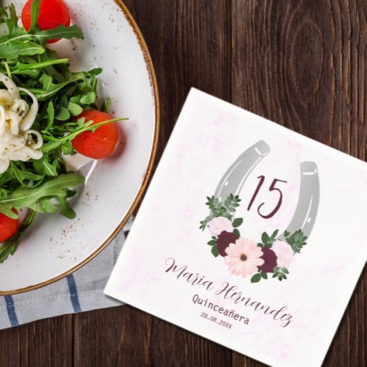 Floral Western Hoefijzer Quinceanera Servet