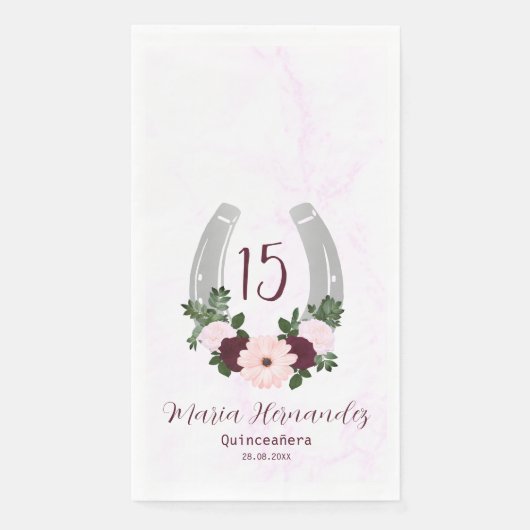 Floral Western Hoefijzer Quinceanera servetten (Voorkant)