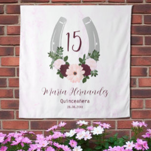 Floral Western Hoefijzer Quinceanera Wandkleed