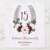 Floral Western Hoefijzer Quinceanera Wijn Etiket (Enkel label)