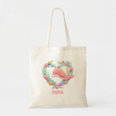 Floral Whale Heart Liefde Naam Tote Bag (Voorkant)