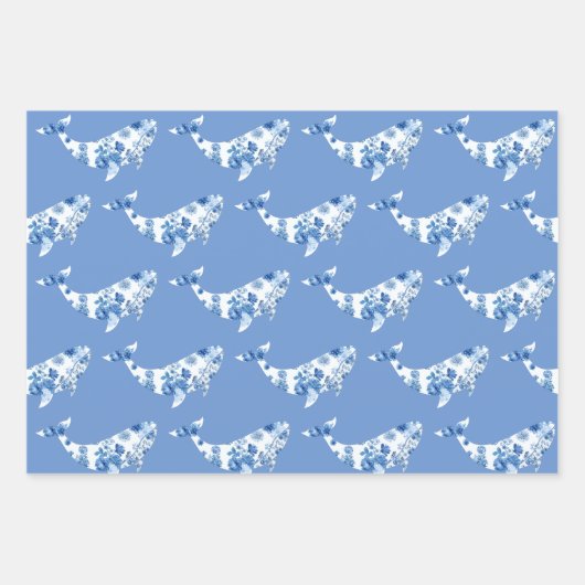 Floral Whale Wrapping Sheets Inpakpapier Vel (Voorkant)