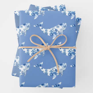 Floral Whale Wrapping Sheets Inpakpapier Vel