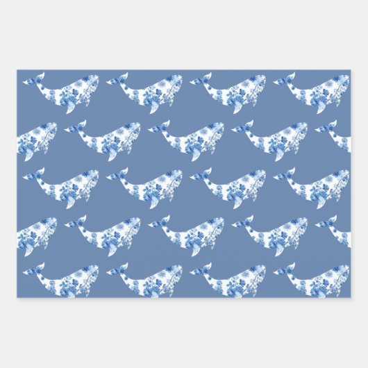 Floral Whale Wrapping Sheets Inpakpapier Vel (Voorkant 3)