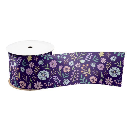 Floral Whimsical Boho Pattern Ribbon Satijnen Lint (Spoel)
